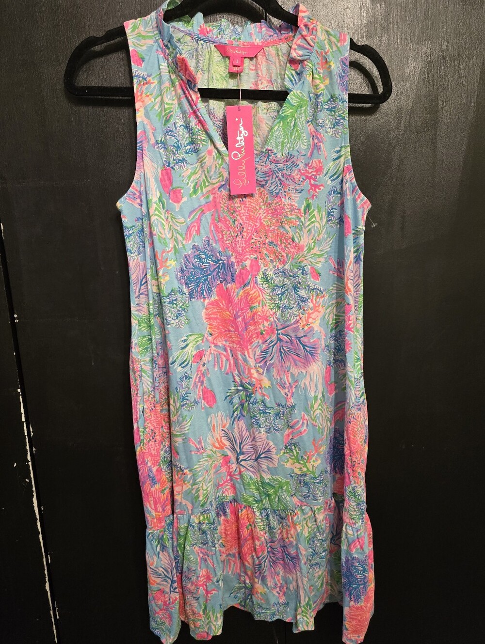NWT Lilly Pulitzer Ruffled Neck Malone Print Dress In "Cay To My Heart" Size Sm
